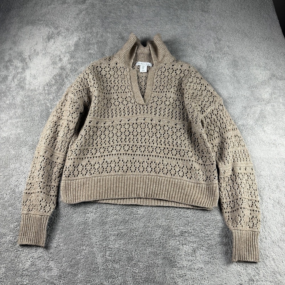 London Kaye Sweater Long Sleeve V Neck Pullover Womens Medium Beige Tan